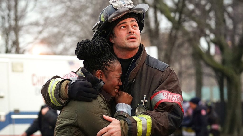 The funeral home manager said the shooting of the ‘Chicago Fire’ was ‘unbelievable’, a real fire nearby made the scene ‘chaotic’