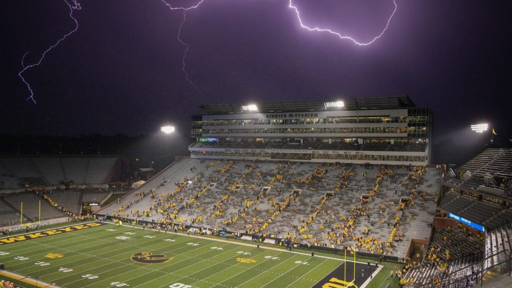 Iowa vs Nevada football game resumes after three 4-hour delays