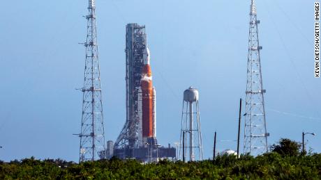 NASA's Artemis I rocket is on the launch pad at the Kennedy Space Center on Sept. 3 in Cape Canaveral, Florida. 