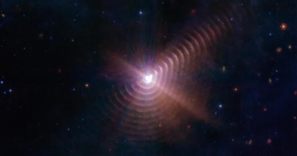 A couple of stars create a ‘fingerprint’ in the image taken by the James Webb Space Telescope