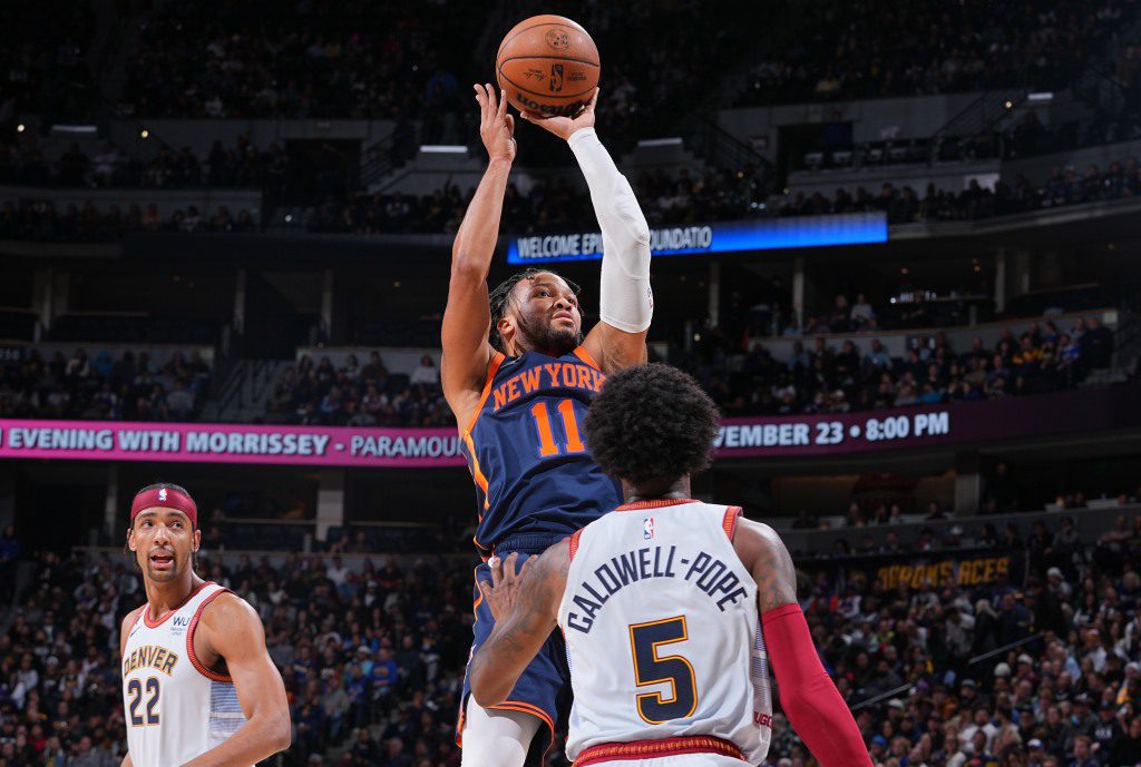 Jalen Bronson, who scored 21 points, hit a jump shot during the Knicks victory. 