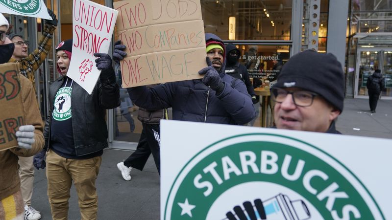 Starbucks workers strike at about 100 stores on Red Cup Day